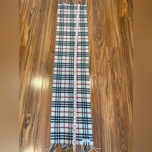 Burberry's Classic Check 100% Cashmere Unisex Tan Scarf Made in Scotland